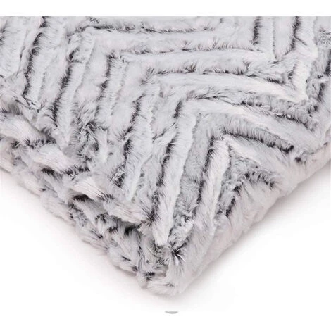 TINOR Couvre-lit Gris Rayé Super Doux Et Chaud En Fausse Fourrure Avec Couverture Arrière Sherpa Blanche, Réversible Double Face En Fausse Fourrure Douce Et Soyeuse Lavable En Machine (50 X 60) 6 TINOR Couvre-lit Gris Rayé Super Doux Et Chaud En Fausse Fourrure Avec Couverture Arrière Sherpa Blanche, Réversible Double Face En Fausse Fourrure Douce Et Soyeuse Lavable En Machine (50 X 60) – Image 4