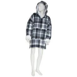 Sweat Plaid à Carreaux Manches Flanelle TU Atmosphera - Gris - Gris à Carreaux