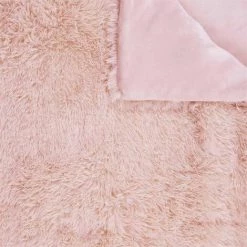 Paris Prix - Couvre-lit Déco "poils Longs" 220x240cm Rose