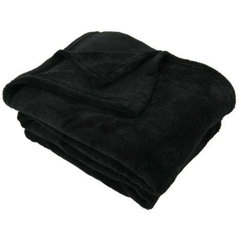 NATACHA.B Plaid Canapé En Microfibre Noire Effet Velours 140x170cm 3 NATACHA.B Plaid Canapé En Microfibre Noire Effet Velours 140x170cm