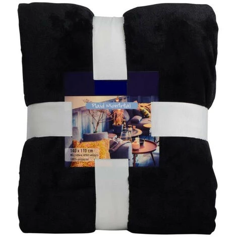 NATACHA.B Plaid Canapé En Microfibre Noire Effet Velours 140x170cm 4 NATACHA.B Plaid Canapé En Microfibre Noire Effet Velours 140x170cm – Image 2