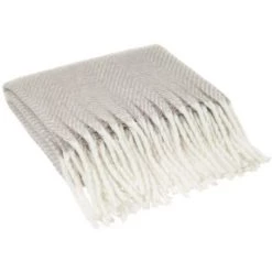 LOLAHOME Couverture Grise à Chevrons Avec Franges En Tissu Polyester 130x170 Cm -Plaid et couverture Soldes 45790289 2