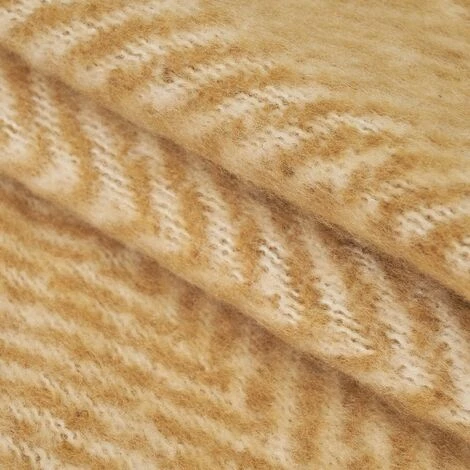 LOLAHOME Couverture à Chevrons Moutarde Avec Franges En Tissu Polyester 130x170 Cm 7 LOLAHOME Couverture à Chevrons Moutarde Avec Franges En Tissu Polyester 130x170 Cm – Image 5