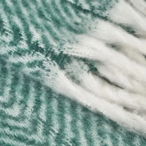 LOLAHOME Couverture Verte à Chevrons Avec Franges En Tissu Polyester 130x170 Cm 6 LOLAHOME Couverture Verte à Chevrons Avec Franges En Tissu Polyester 130x170 Cm – Image 4