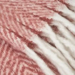 LOLA HOME Couverture à Chevrons En Terre Cuite Avec Franges En Tissu Polyester 130x170 Cm -Plaid et couverture Soldes 45790716 4