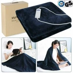 HOMFA Couverture électrique 130X180cm Couverture électrique Avec Extinction Automatique & Protection Contre La Surchauffe & Minuterie Lit Chauffant Tapis Chauffant Bleu Couverture Thermique