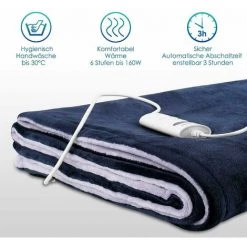 HOMFA Couverture électrique 130X180cm Couverture électrique Avec Extinction Automatique & Protection Contre La Surchauffe & Minuterie Lit Chauffant Tapis Chauffant Bleu Couverture Thermique -Plaid et couverture Soldes 45859142 3