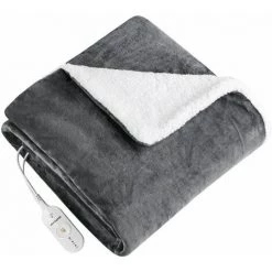 HOMFA Couverture Chauffante Couverture Chauffante XXL Couverture Chauffante Lit Chauffant à Extinction Automatique Gris