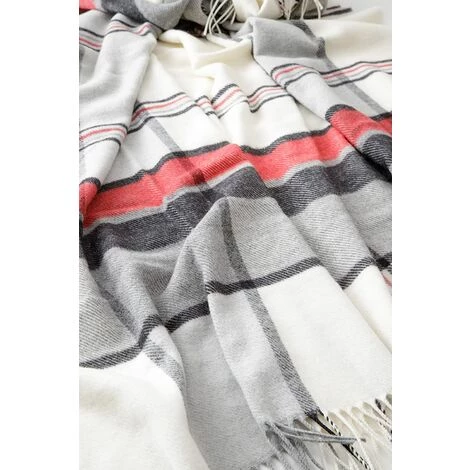 Baroni Home Plaid En Mélange Coton, Fabriqué En Italie 130x170 Cm - Carreaux Rouge Et Blanc 4 Baroni Home Plaid En Mélange Coton, Fabriqué En Italie 130x170 Cm - Carreaux Rouge Et Blanc – Image 2