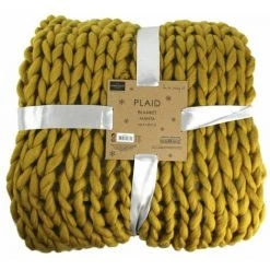 Paris Prix - Plaid Déco Maille "chunky" 120x150cm Jaune -Plaid et couverture Soldes 45964895 5