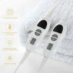 BAMNY Surmatelas Chauffant 2 Places, Couverture Chauffante 150 X 160 Cm, 10 Niveaux De Température, 3-10 Heures D'arrêt Automatique Et Protection Contre La Surchauffe, 2 Télécommande, Lavable En Machine -Plaid et couverture Soldes 46032338 4