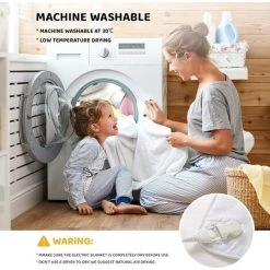 BAMNY Surmatelas Chauffant 2 Places, Couverture Chauffante 150 X 160 Cm, 10 Niveaux De Température, 3-10 Heures D'arrêt Automatique Et Protection Contre La Surchauffe, 2 Télécommande, Lavable En Machine -Plaid et couverture Soldes 46032338 5