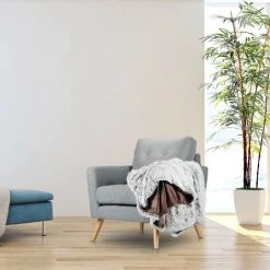 RELAXDAYS 2x Plaids Fausse Fourrure, Couverture Moelleuse Pour Le Canapé, Couvre-lit Décoratif XXL, 150x200 Cm, Blanc/gris -Plaid et couverture Soldes 46356973 3