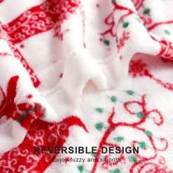 ILOVEMILAN Couverture En Flanelle Double Face Père Noël Imprimé Automne Et Hiver Couverture Chaude Super Douce Cadeaux De Noël Pour La Famille Et Les Amis(C) -Plaid et couverture Soldes 46473305 3