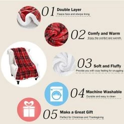 ILOVEMILAN Couverture En Flanelle Double Face Père Noël Imprimé Automne Et Hiver Couverture Chaude Super Douce Cadeaux De Noël Pour La Famille Et Les Amis(C) -Plaid et couverture Soldes 46473305 4