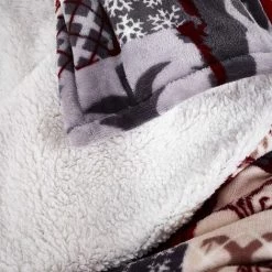 ILOVEMILAN Couverture Imprimée à Une Couche D'élans De Noël Et Couverture En Velours Couverture De Pyjama Pour Canapé à Une Seule Couche Couverture En Textile Pour La Maison,180cm×200cm (gris) -Plaid et couverture Soldes 46473318 4