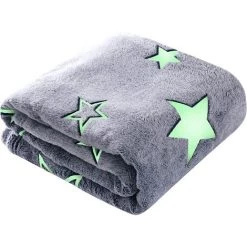 ILOVEMILAN Couverture Polaire, Glow In The Dark Blanket Couverture En Flanelle Du Lit Avec Étoiles Lune Cadeau D'anniversaire De Noël Pour Enfants (Gris,120x150cm) -Plaid et couverture Soldes 46473320 5