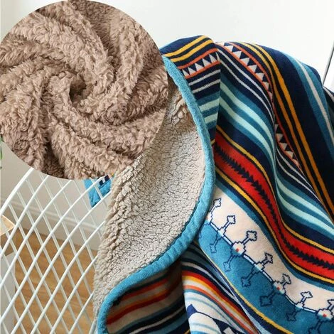 ILOVEMILAN Couverture Polaire, Couverture En Flanelle Epaisse Douce Et Confortable, Couvertures Et Plaids Bleus Réversibles, Jeté De Canapé Sherpa Doux Douillet Rayure 125x150cm 4 ILOVEMILAN Couverture Polaire, Couverture En Flanelle Epaisse Douce Et Confortable, Couvertures Et Plaids Bleus Réversibles, Jeté De Canapé Sherpa Doux Douillet Rayure 125x150cm – Image 2