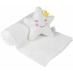 Paris Prix - Doudou Avec Plaid "étoile" 80x100cm Blanc
