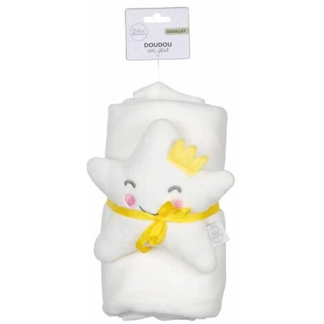 Paris Prix - Doudou Avec Plaid "étoile" 80x100cm Blanc 4 Paris Prix - Doudou Avec Plaid "étoile" 80x100cm Blanc – Image 2