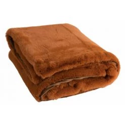 DANSMAMAISON Plaid Cutie Polyester Marron/Orange - L 180 X L 130 X H 3 Cm - Orange