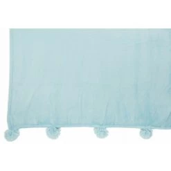 DANSMAMAISON Plaid Pompon Polyester Bleu Ciel - L 170 X L 130 X H 1 Cm - Bleu -Plaid et couverture Soldes 46775767 3