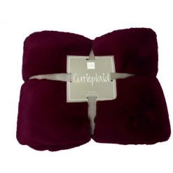 DANSMAMAISON Plaid Cutie Polyester Rouge Fonce - L 180 X L 130 X H 3 Cm - Rouge -Plaid et couverture Soldes 46775770 5