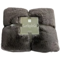 DANSMAMAISON Plaid Cutie Polyester Gris Fonce - L 180 X L 130 X H 3 Cm - Gris -Plaid et couverture Soldes 46775771 5