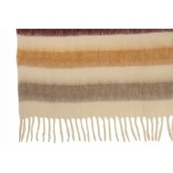 DANSMAMAISON Plaid Lignes Acrylique/Laine Blanc/Ocre/Rouge - L 190 X L 136 X H 0,5 Cm - Blanc -Plaid et couverture Soldes 46775834 2