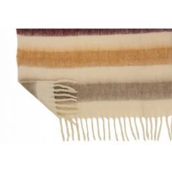 DANSMAMAISON Plaid Lignes Acrylique/Laine Blanc/Ocre/Rouge - L 190 X L 136 X H 0,5 Cm - Blanc -Plaid et couverture Soldes 46775834 3