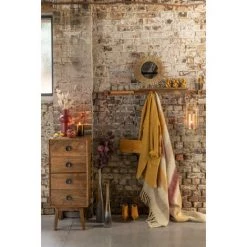 DANSMAMAISON Plaid Lignes Acrylique/Laine Blanc/Ocre/Rouge - L 190 X L 136 X H 0,5 Cm - Blanc -Plaid et couverture Soldes 46775834 4