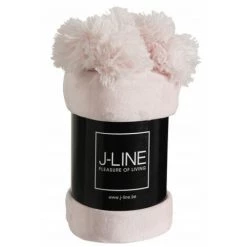 DANSMAMAISON Plaid Pompon Polyester Rose Clair - L 176 X L 128 X H 1 Cm - Rose -Plaid et couverture Soldes 46775842 2