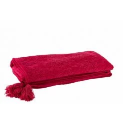 DANSMAMAISON Plaid Fayola Coton Rose Fonce - L 180 X L 130 X H 0,5 Cm - Rose