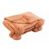 DANSMAMAISON Plaid Pompon Polyester Vieux Rose - L 170 X L 130 X H 1 Cm - Rose -Plaid et couverture Soldes 46775856 1