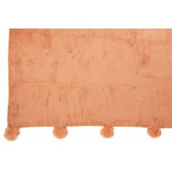 DANSMAMAISON Plaid Pompon Polyester Vieux Rose - L 170 X L 130 X H 1 Cm - Rose -Plaid et couverture Soldes 46775856 3