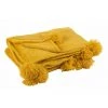 DANSMAMAISON Plaid Pompon Polyester Ocre - L 130 X L 170 X H 1 Cm - Jaune -Plaid et couverture Soldes 46776657 1