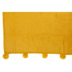 DANSMAMAISON Plaid Pompon Polyester Ocre - L 130 X L 170 X H 1 Cm - Jaune -Plaid et couverture Soldes 46776657 3