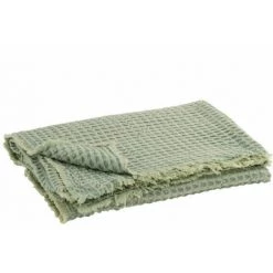 DANSMAMAISON Plaid Gaufre Coton Vert Clair - L 179 X L 50 X H 1 Cm - Vert