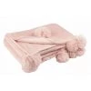 DANSMAMAISON Plaid Pompon Polyester Rose Poudre - L 170 X L 130 X H 1 Cm - Rose -Plaid et couverture Soldes 46776669 1