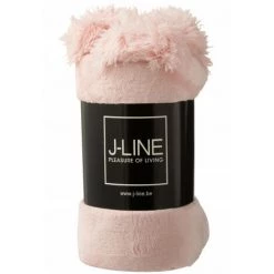 DANSMAMAISON Plaid Pompon Polyester Rose Poudre - L 170 X L 130 X H 1 Cm - Rose -Plaid et couverture Soldes 46776669 2