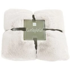 DANSMAMAISON Plaid Cutie Polyester Blanc - L 180 X L 130 X H 3 Cm - Blanc -Plaid et couverture Soldes 46776674 5