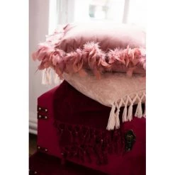 DANSMAMAISON Plaid Floches Viscose Bordeaux - L 170 X L 130 X H 0,5 Cm - Rouge -Plaid et couverture Soldes 46776751 3