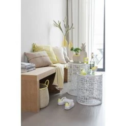 DANSMAMAISON Plaid Irregulier Coton Jaune/Beige - L 170 X L 130 X H 0,5 Cm - Jaune -Plaid et couverture Soldes 46776754 3