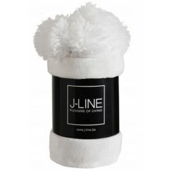 DANSMAMAISON Plaid Pompon Polyester Blanc - L 170 X L 130 X H 1 Cm - Blanc -Plaid et couverture Soldes 46776758 2