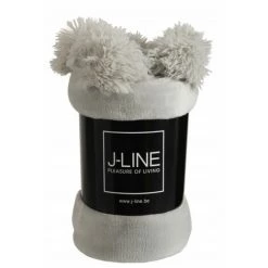 DANSMAMAISON Plaid Pompon Polyester Gris Clair - L 176 X L 128 X H 1 Cm - Gris -Plaid et couverture Soldes 46776770 2