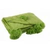 DANSMAMAISON Plaid Pompon Polyester Vert Gazon - L 170 X L 130 X H 1 Cm - Vert -Plaid et couverture Soldes 46776772 1