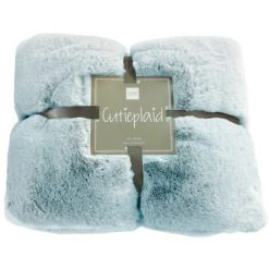 DANSMAMAISON Plaid Cutie Polyester Bleu Clair - L 180 X L 130 X H 0,5 Cm - Bleu -Plaid et couverture Soldes 46776834 5