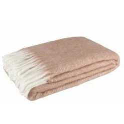 DANSMAMAISON Plaid Alpha Acrylique/Laine Rose/Blanc - L 190 X L 136 X H 0,5 Cm - Rose