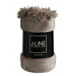 DANSMAMAISON Plaid Pompon Polyester Taupe - L 176 X L 128 X H 1 Cm - Taupe -Plaid et couverture Soldes 46776849 2