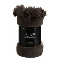 DANSMAMAISON Plaid Pompon Polyester Taupe Fonce - L 176 X L 128 X H 1 Cm - Taupe -Plaid et couverture Soldes 46776852 2